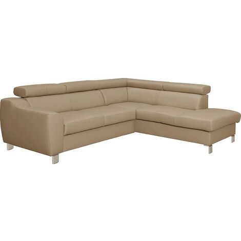 Canapé d'angle en cuir italien de luxe 5 places ASTERO, beige, angle droit
