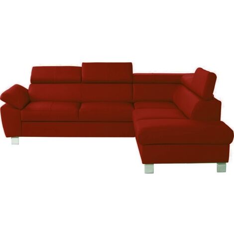 Canapé d'angle en cuir italien de luxe 5 places LUTECE rouge foncé, angle droit