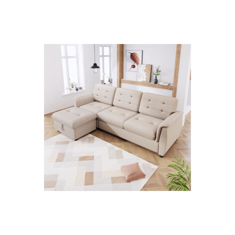 Canapé d'angle en forme de l avec repose - pieds et repose - pieds, ensemble