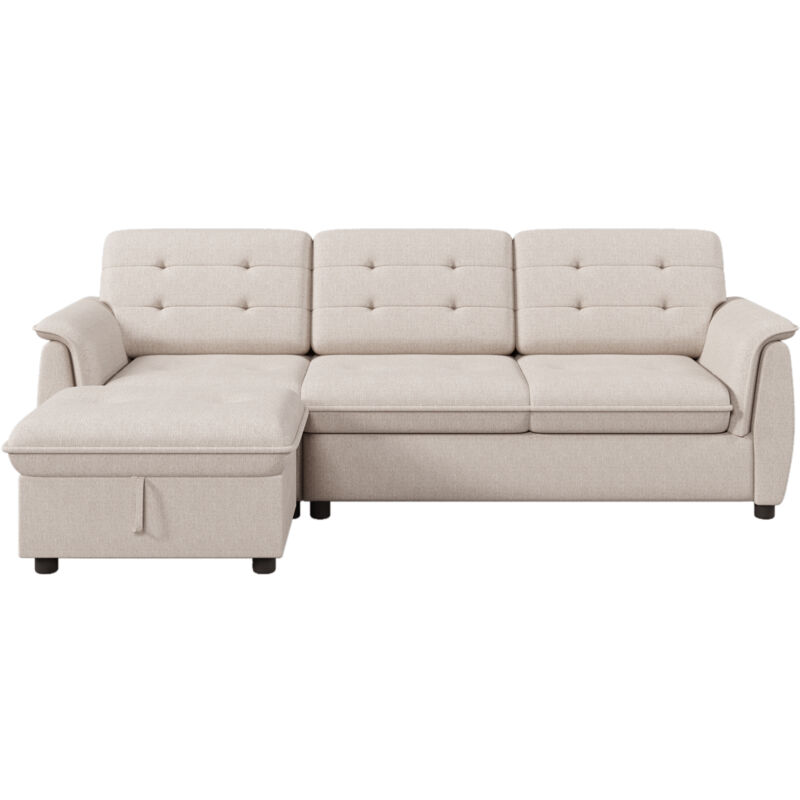 Okwish - Canapé d'angle en l avec repose-pieds et ensemble de rangement pouf