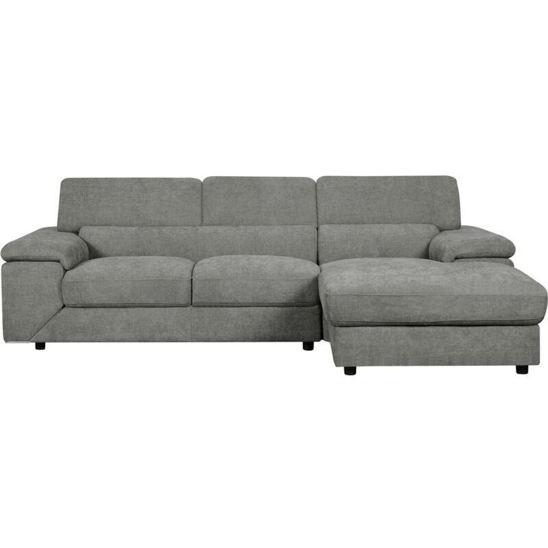 Canapé d'angle en tissu chenille "London" - 4 places - Gris