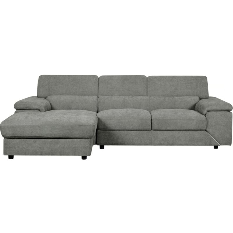 Canapé d'angle en tissu chenille "London" - 4 places - Gris