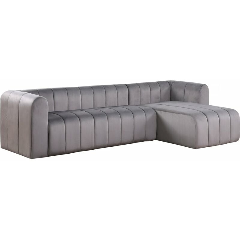 Habitat Et Jardin - Canapé d'angle en velours 'Victor Hugo' - 3 places - Gris