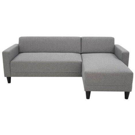 Canapé d'angle fixe 4 places BOB - Tissu souris - Réversible - L 197 x P 117 x H 65 cm