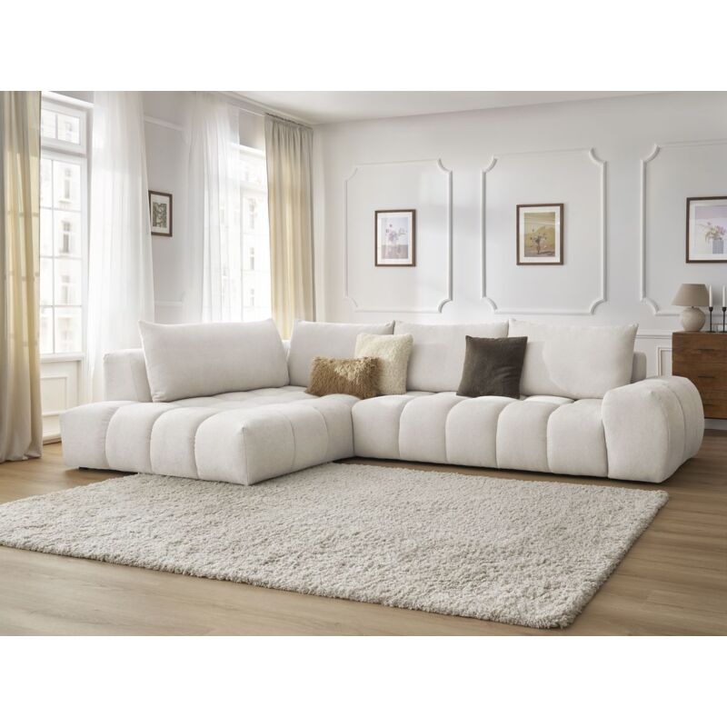 Canapé d'angle Blanc Tissu Confort Original