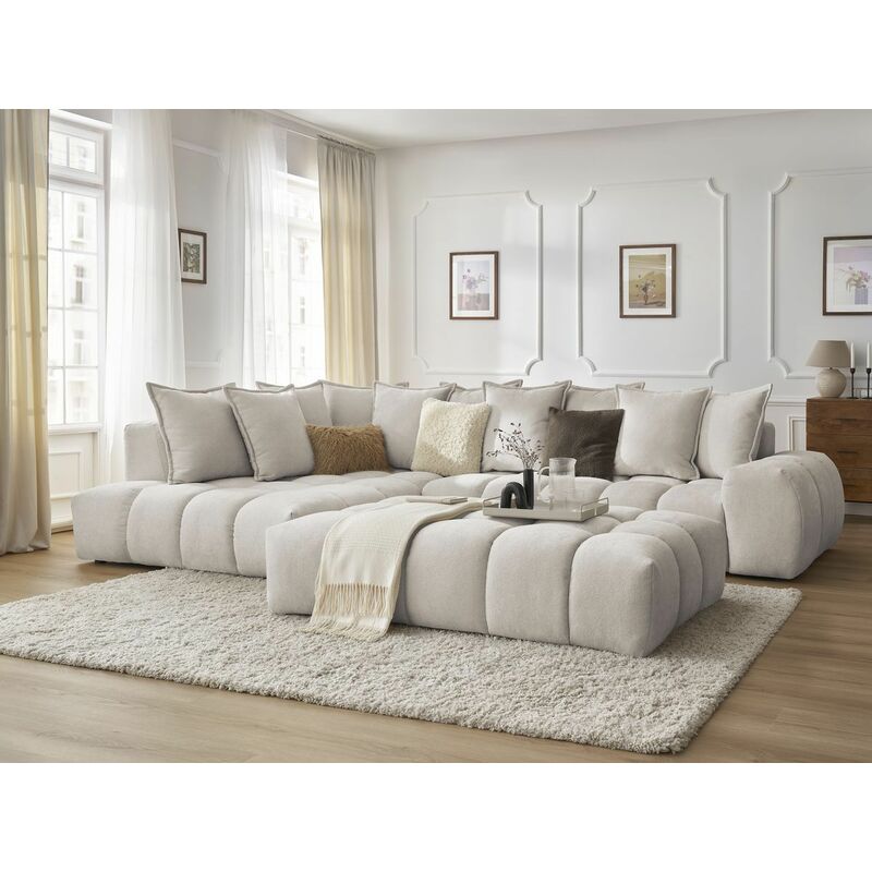 Canapé d'angle Beige Tissu Confort Original