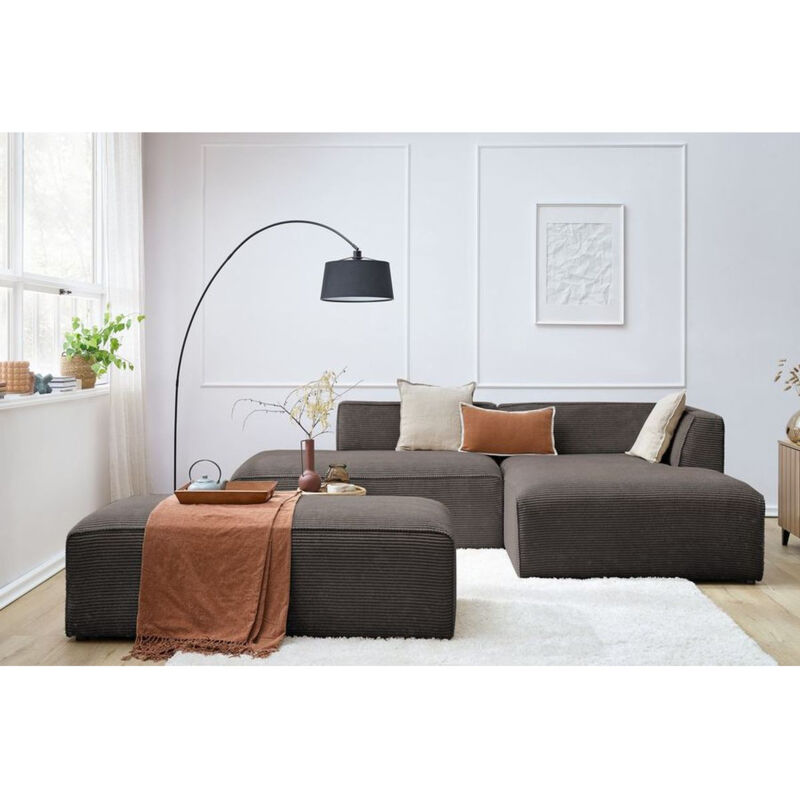 Canapé d'angle Marron Tissu Grand