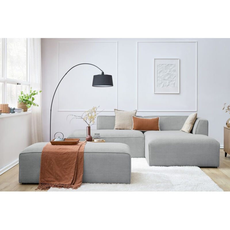 Canapé d'angle Gris Tissu Grand