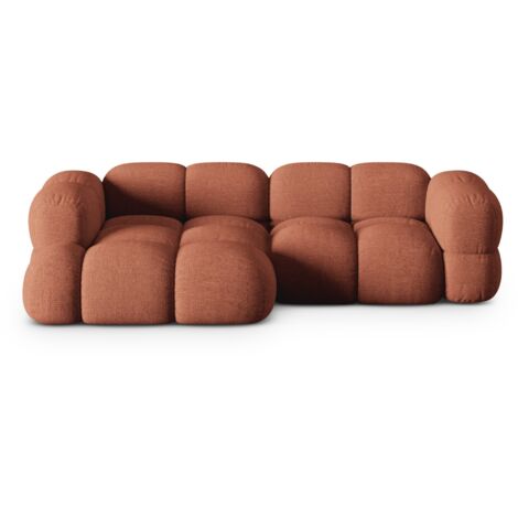 Canapé d'angle gauche 3 places en tissu structurel corail