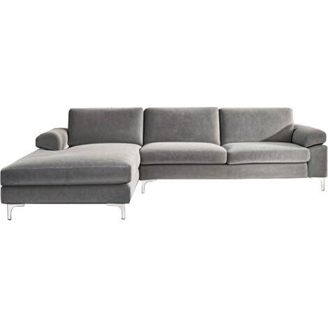 CONCEPT-USINE Canapé d'angle gauche 4-5 places en velours beige GALWAY