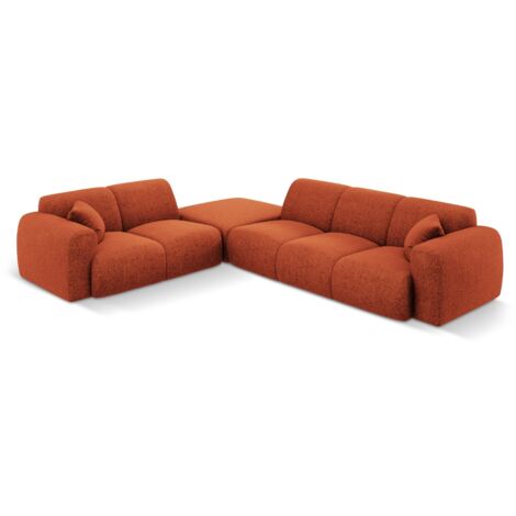 Canapé d'angle gauche 4 places en chenille terracotta