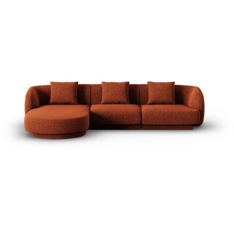 Canapé d'angle gauche 4 places en chenille terracotta