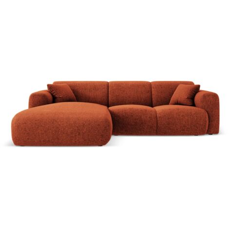 Canapé d'angle gauche 4 places en chenille terracotta
