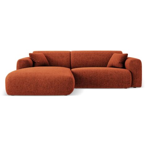 Canapé d'angle gauche 4 places en chenille terracotta