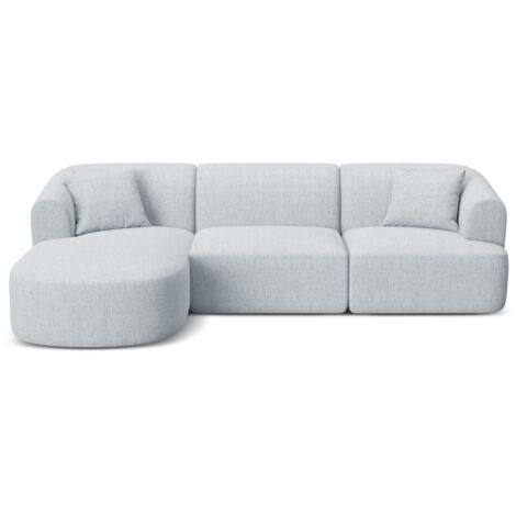 Canapé d'angle gauche 4 places tissu structurel gris clair