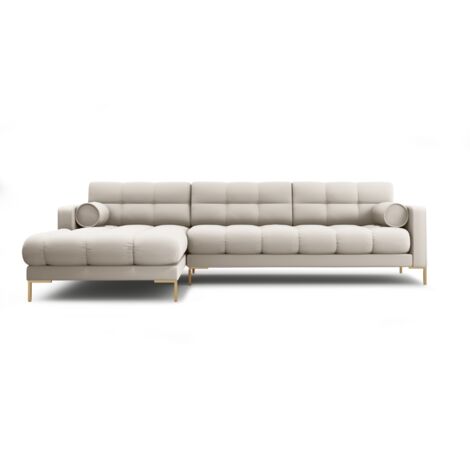Canapé d'angle gauche 5 places en tissu structurel beige