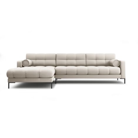 Canapé d'angle gauche 5 places en tissu structurel beige