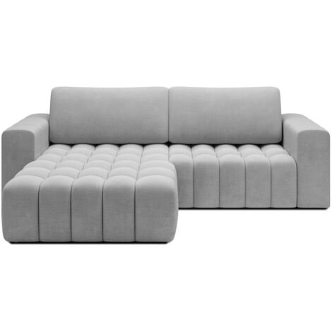 Canapé d'angle gauche convertible Clovis Velours Gris