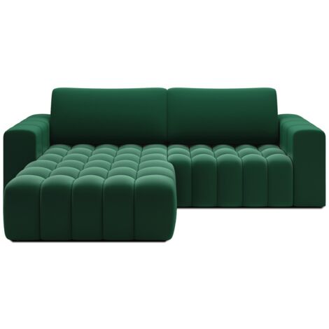Canapé d'angle gauche convertible Clovis Velours Vert