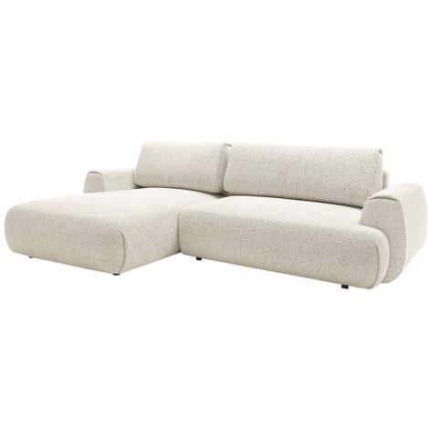Canapé d'angle gauche convertible en tissu chiné beige MONELIA
