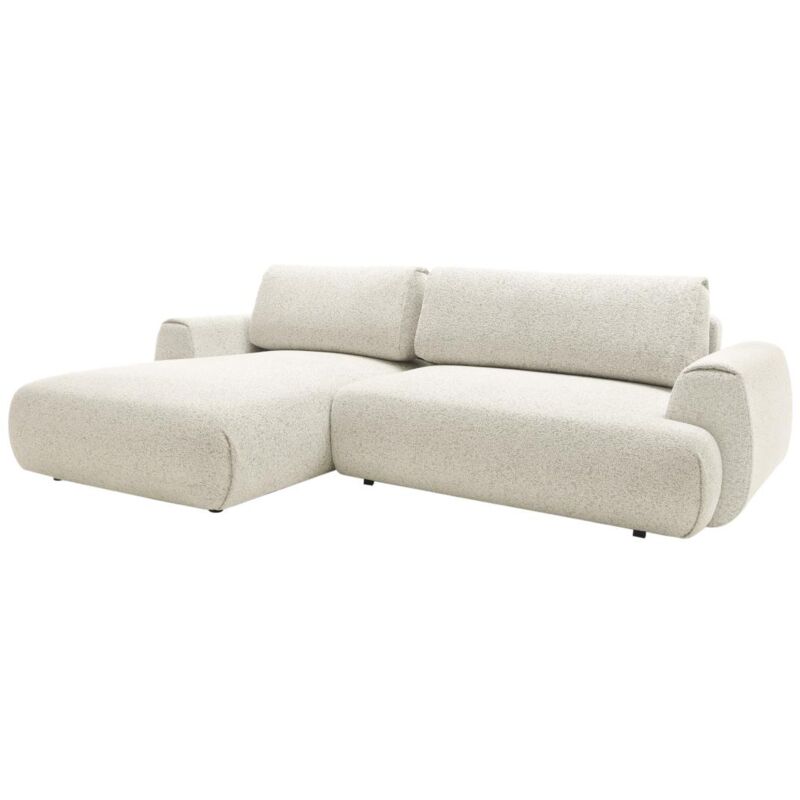 Vente-unique - Canapé d'angle gauche convertible en tissu texturé beige monelia