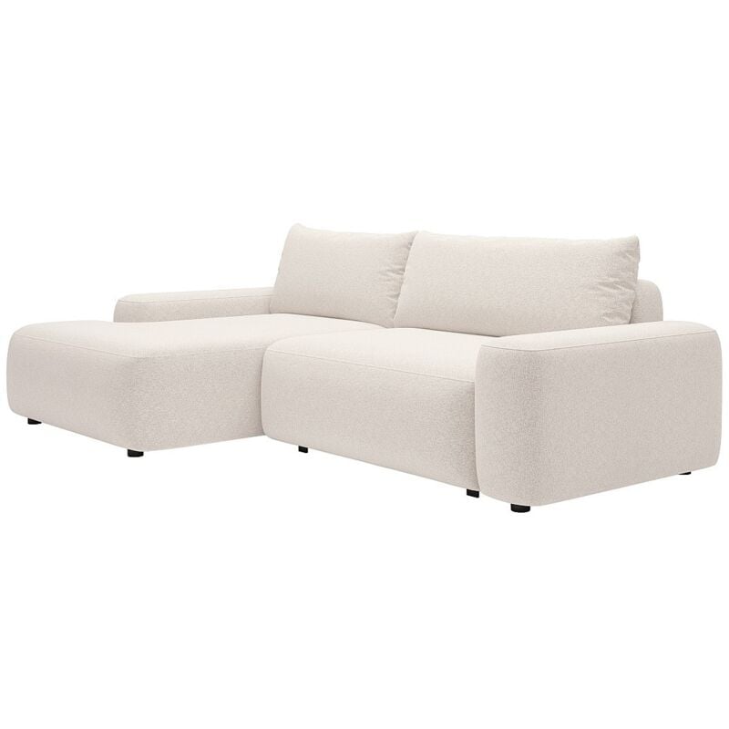 Vente-unique - Canapé d'angle gauche convertible en tissu texturé crème daviso