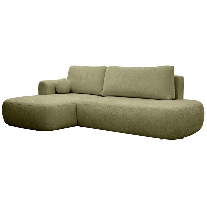 Vente-unique - Canapé d'angle gauche convertible en tissu texturé vert kaki brocaro de Maison Céphy