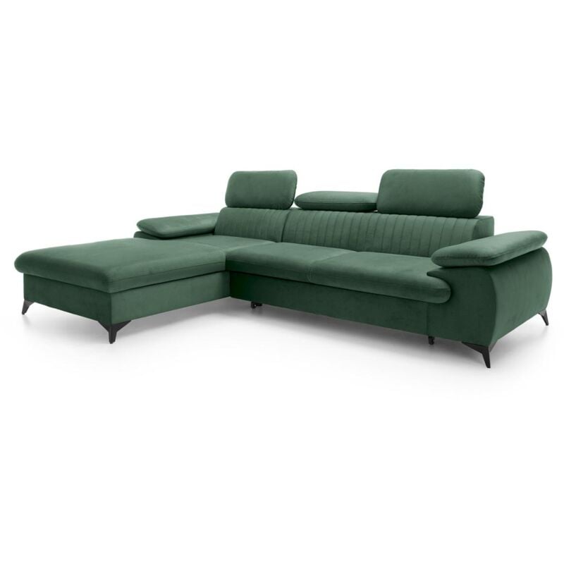 Pascal Morabito - Canapé d'angle gauche convertible en velours vert samara de
