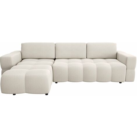SIA HOME Canapé d'angle gauche convertible GABRIEL Tissu tramé - Avec coffre de rangement