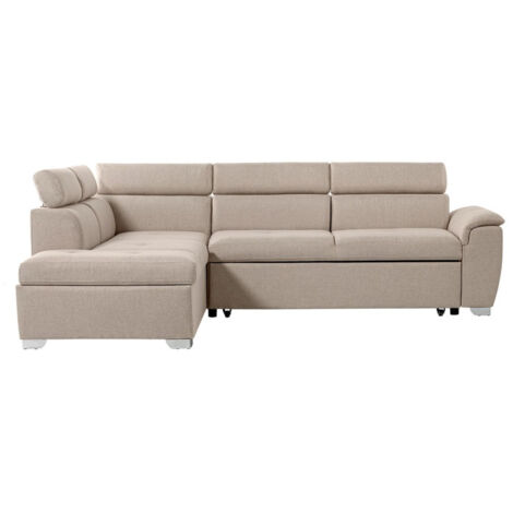 Canapé d'Angle Gauche Convertible "Gino" 261cm Beige