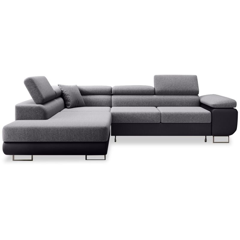 Intensedeco - Canapé d'angle gauche convertible Marius Gris et Noir