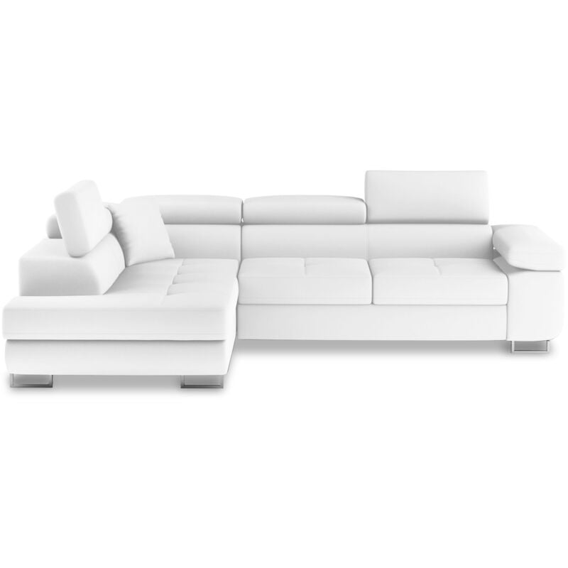 Intensedeco - Canapé d'angle gauche convertible Marius Blanc