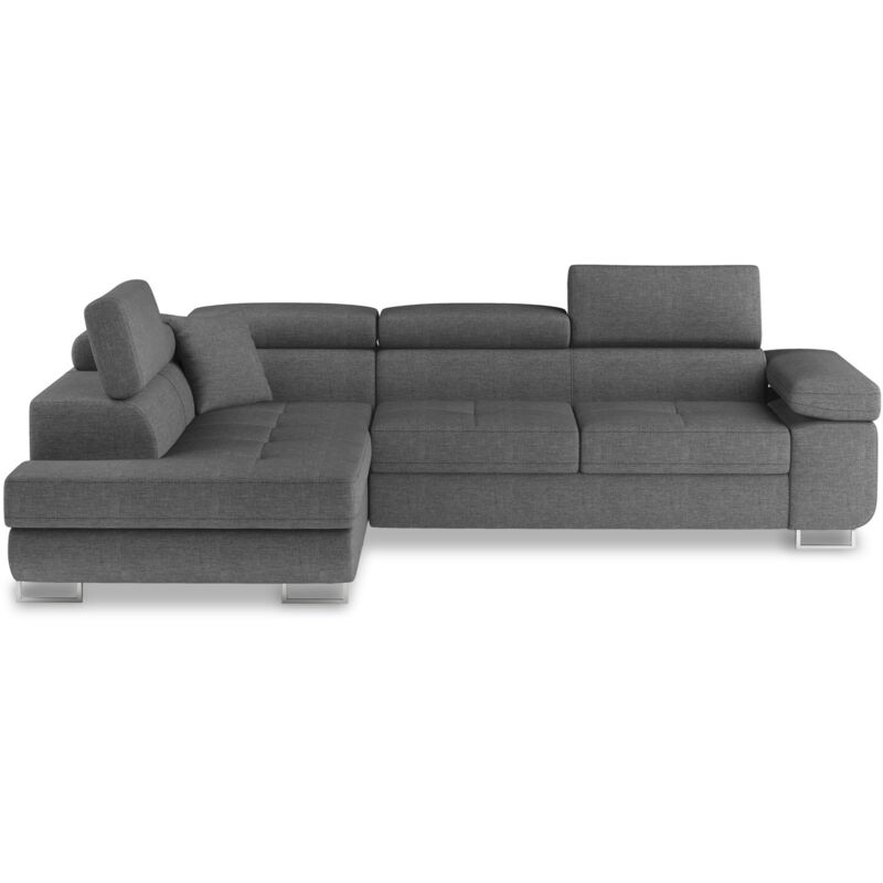 Intensedeco - Canapé d'angle gauche convertible Marius tissu Gris