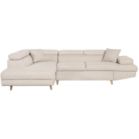 Canapé d'Angle Gauche Convertible "Tean" 271cm Beige