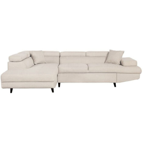 Canapé d'Angle Gauche Convertible "Tean" 271cm Beige & Noir