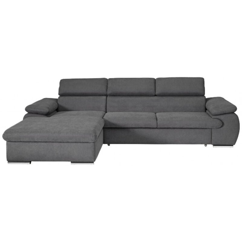 Casa Baoli - Canapé d'angle gauche convertible tissu gris foncé - kost