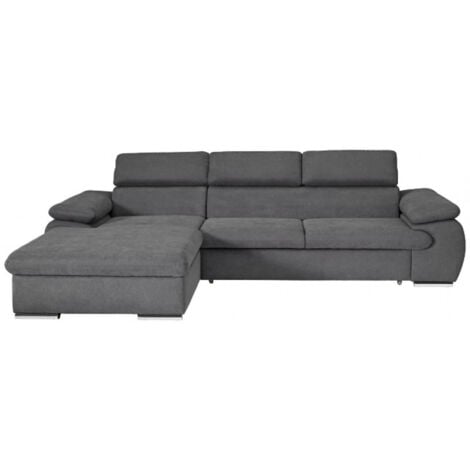 CASA BAOLI Canapé d'angle gauche convertible tissu gris foncé - KOST