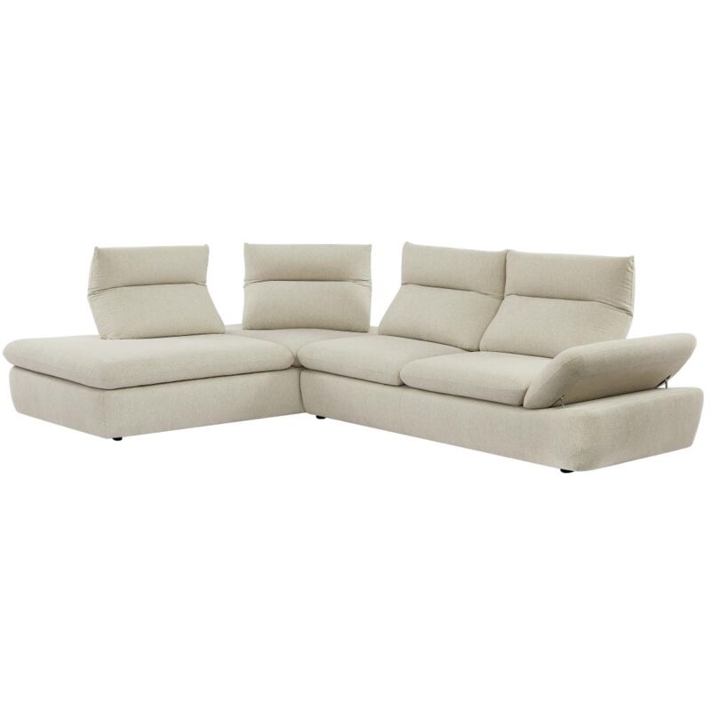 Vente-unique - Canapé d'angle gauche dossier avance-recule en tissu chiné beige fondriano