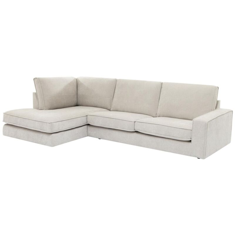 Vente-unique - Canapé d'angle gauche en tissu beige apricale