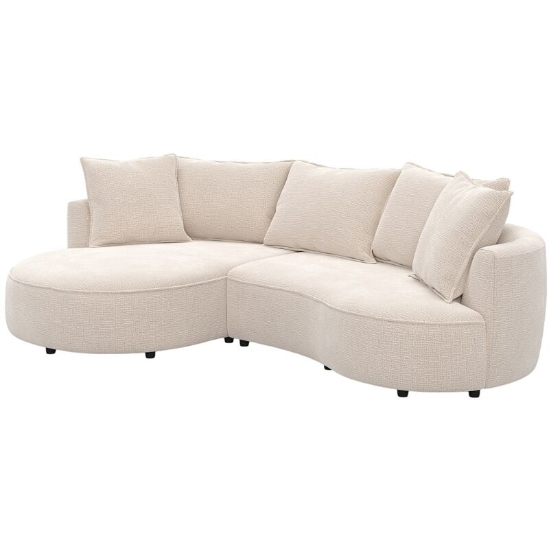 Canapé d'angle gauche en tissu chenille beige CEPRANO de Maison Céphy Canapé d'angle gauche en tissu chenille beige CEPRANO de Maison Céphy