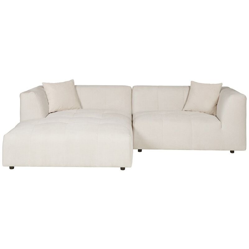 Vente-unique - Canapé d'angle gauche en velours côtelé beige naemia de Maison Céphy