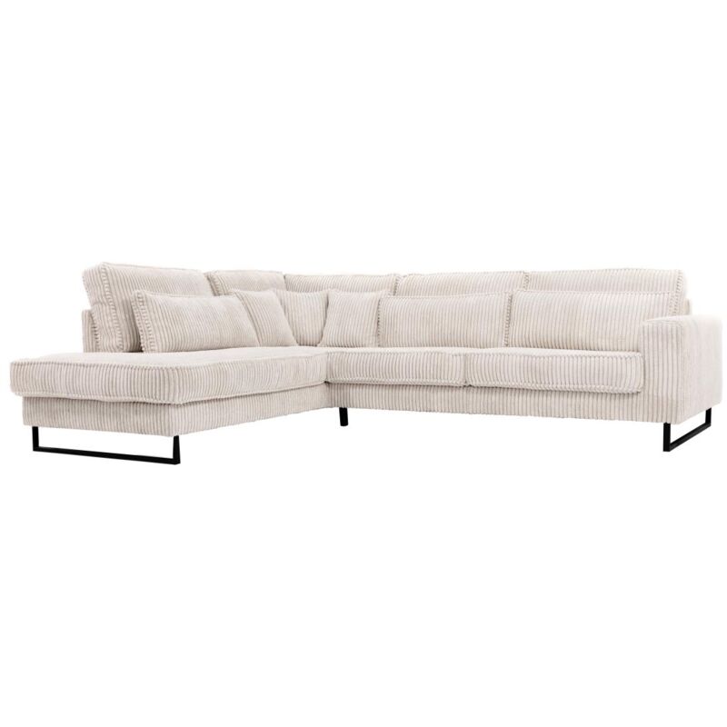 Vente-unique - Grand canapé d'angle gauche en velours côtelé beige tessio de Maison Céphy