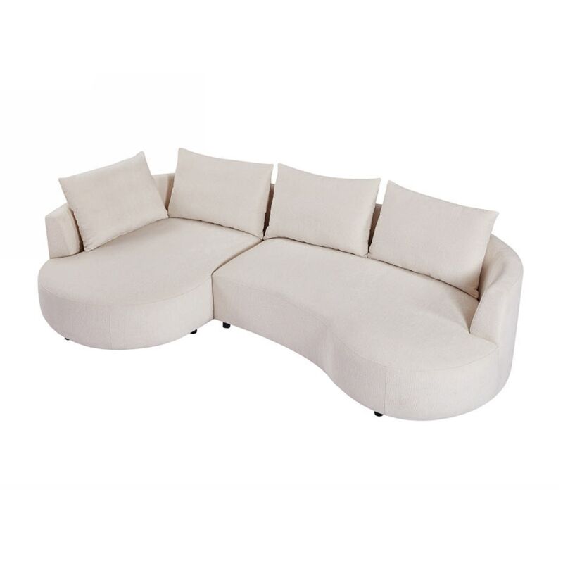 Vente-unique - Canapé d'angle gauche en velours texturé beige lousado