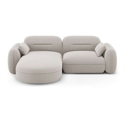 Canapé d'angle gauche modulable 3 places en velours beige clair