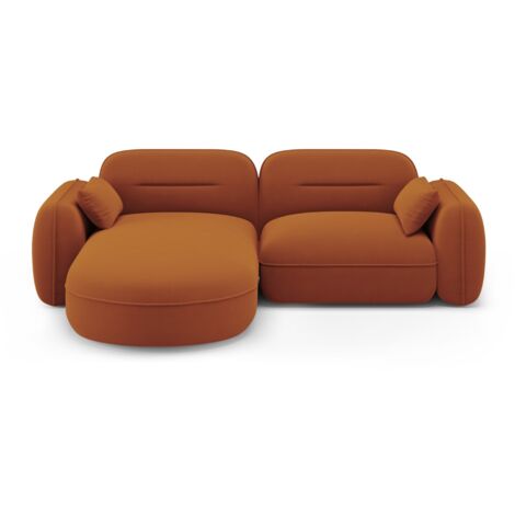 Canapé d'angle gauche modulable 3 places en velours terracotta