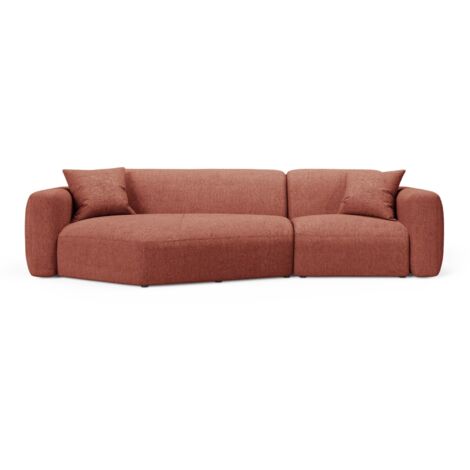 Canapé d'angle gauche modulable 3 places tissu structurel corail