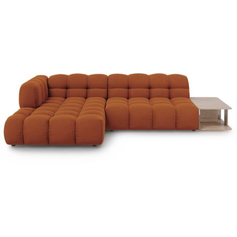 Canapé d'angle gauche modulable 4 places en velours terracotta