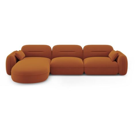 Canapé d'angle gauche modulable 4 places en velours terracotta