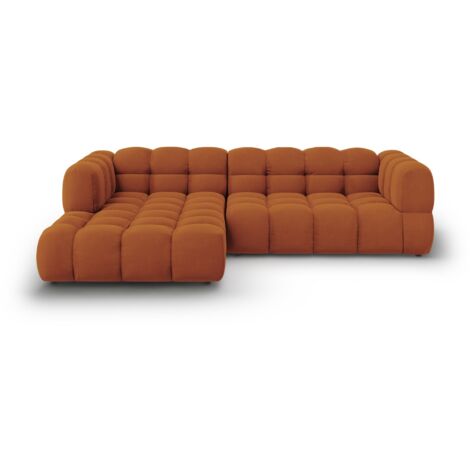 Canapé d'angle gauche modulable 4 places en velours terracotta