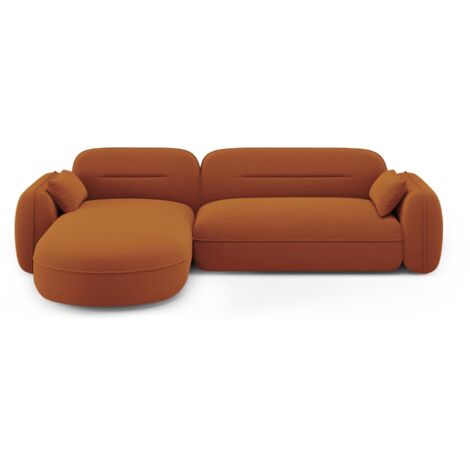 Canapé d'angle gauche modulable 4 places en velours terracotta
